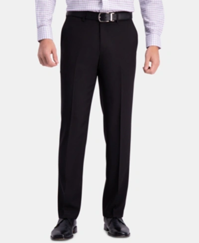 Haggar Men's Premium Comfort Straight-fit 4-way Stretch Wrinkle-free Flat-front Dress Pants In Black