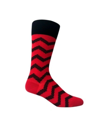Love Sock Company Men's Dress Socks - Zig Zag In Red