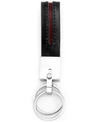 RHONA SUTTON SUTTON STAINLESS STEEL STRIPE LEATHER DOUBLE KEY RING