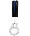 RHONA SUTTON SUTTON STAINLESS STEEL STRIPE LEATHER DOUBLE KEY RING
