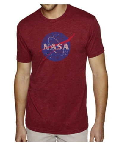 La Pop Art Mens Premium Blend Word Art T-shirt - Nasa Meatball Logo In Burgundy