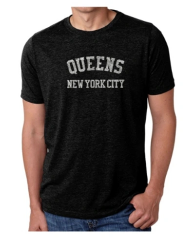 La Pop Art Mens Premium Blend Word Art T-shirt - Queens Ny Neighborhoods In Black