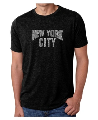 La Pop Art Mens Premium Blend Word Art T-shirt - New York City Neighborhoods In Black