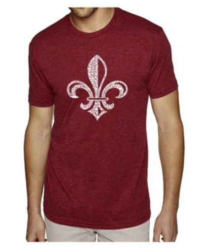 La Pop Art Mens Premium Blend Word Art T-shirt - When The Saints Go Marching In In Burgundy