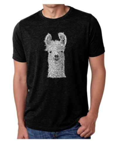 La Pop Art Mens Premium Blend Word Art T-shirt - Llama In Black