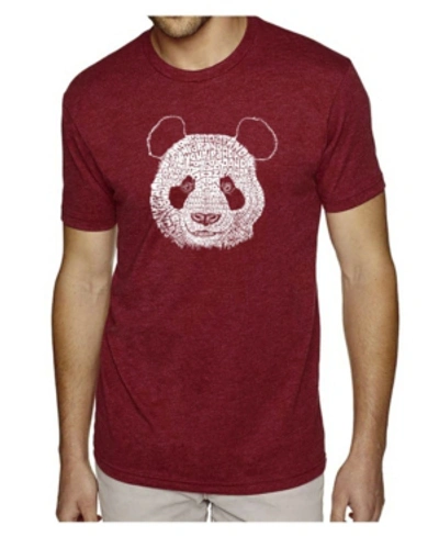 La Pop Art Mens Premium Blend Word Art T-shirt - Panda Head In Burgundy