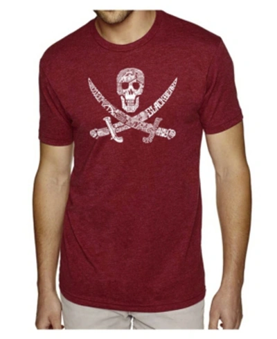 La Pop Art Mens Premium Blend Word Art T-shirt - Pirate In Burgundy