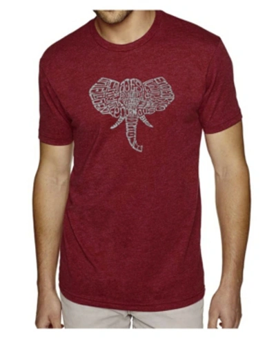 La Pop Art Mens Premium Blend Word Art T-shirt - Elephant Tusks In Burgundy