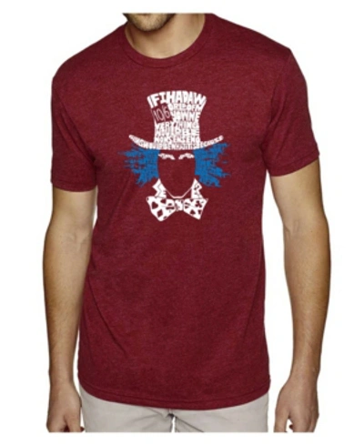 La Pop Art Mens Premium Blend Word Art T-shirt - The Mad Hatter In Burgundy