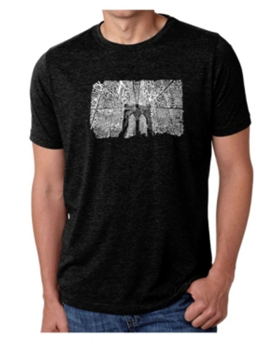La Pop Art Mens Premium Blend Word Art T-shirt - Brooklyn Bridge In Black