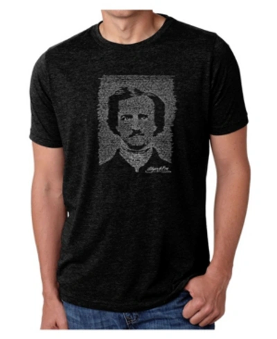 La Pop Art Mens Premium Blend Word Art T-shirt - Edgar Allen Poe - The Raven In Black