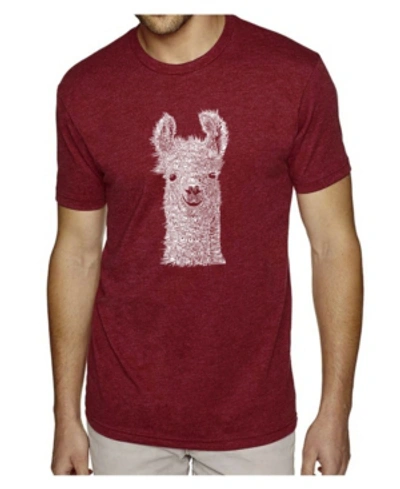 La Pop Art Mens Premium Blend Word Art T-shirt - Llama In Burgundy