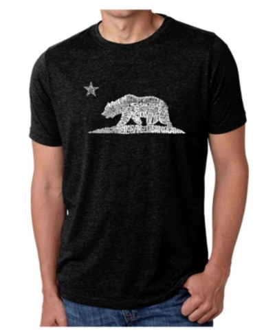La Pop Art Mens Premium Blend Word Art T-shirt - California Bear In Black