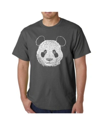 La Pop Art Mens Word Art T-shirt - Panda Head In Gray