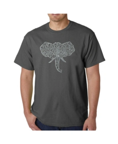 La Pop Art Mens Word Art T-shirt - Elephant Tusks In Gray