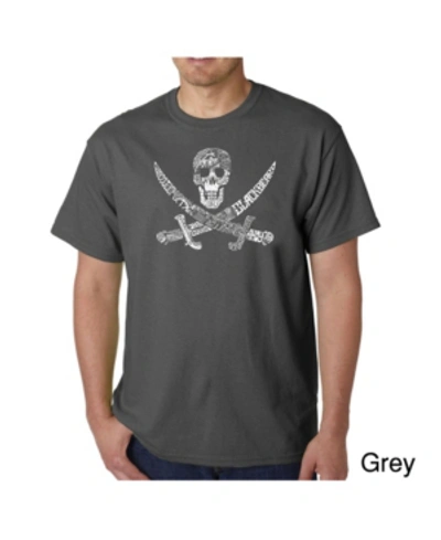 La Pop Art Mens Word Art T-shirt - Pirate In Gray