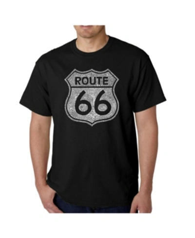 La Pop Art Mens Word Art T-shirt - Route 66 In Black