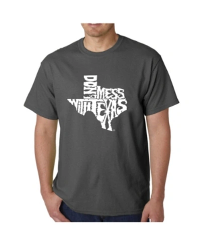 La Pop Art Mens Word Art T-shirt - Dont Mess With Texas In Gray