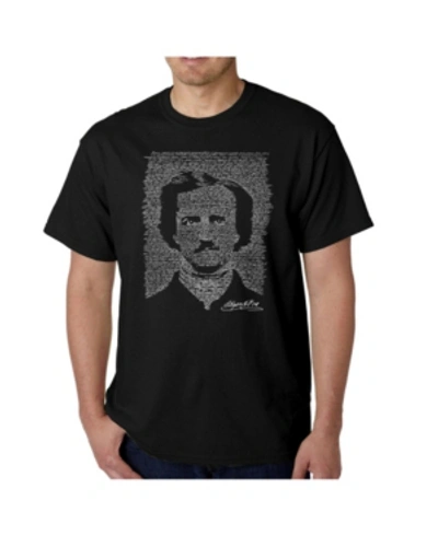 La Pop Art Mens Word Art T-shirt - Edgar Allen Poe - The Raven In Black