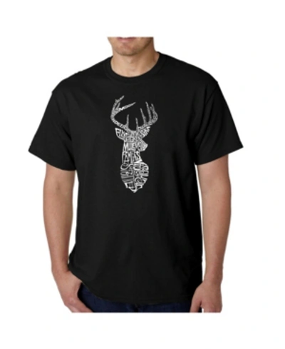 La Pop Art Mens Word Art T-shirt - Types Of Deer In Black