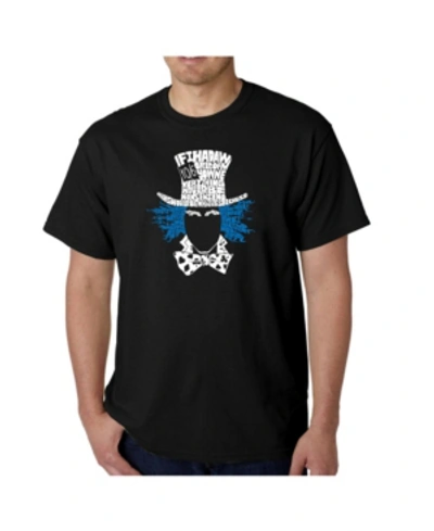 La Pop Art Mens Word Art T-shirt - The Mad Hatter In Black