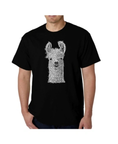 La Pop Art Mens Word Art T-shirt - Llama In Black