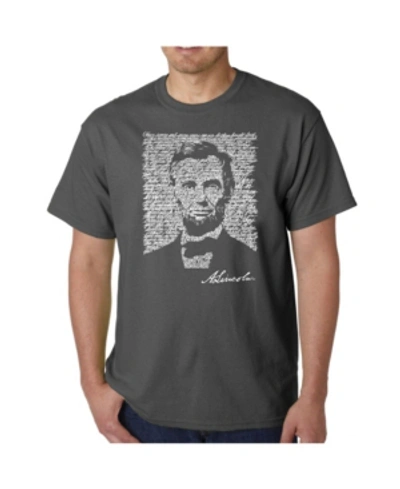 La Pop Art Mens Word Art T-shirt - Abraham Lincoln In Gray