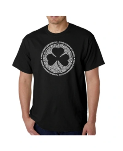 La Pop Art Mens Word Art T-shirt - Irish Eyes Clover In Black