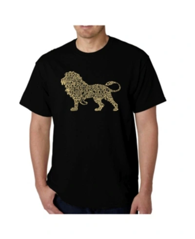 La Pop Art Mens Word Art T-shirt - Lion In Black