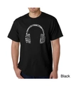 La Pop Art Mens Premium Blend Word Art T-shirt - Headphones - Music In Different Languages In Black