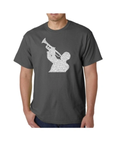 La Pop Art Mens Word Art T-shirt - All Time Jazz Songs In Gray