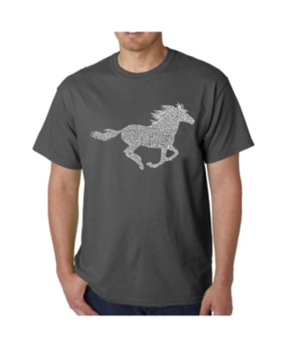 La Pop Art Mens Word Art T-shirt - Mustang In Gray