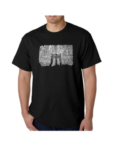 La Pop Art Mens Word Art T-shirt - Brooklyn Bridge In Black