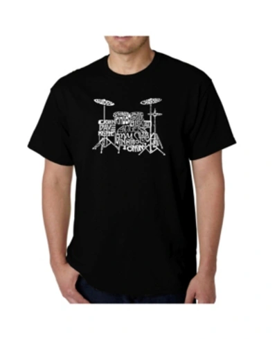 La Pop Art Mens Word Art T-shirt - Drums In Black