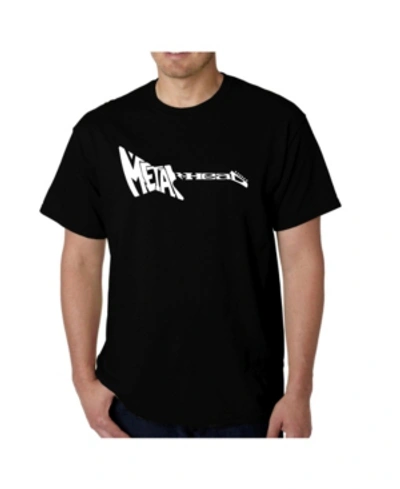 La Pop Art Mens Word Art T-shirt - Metal Head Guitar In Black