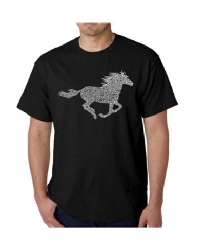 La Pop Art Mens Word Art T-shirt - Mustang In Black
