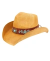 Epoch Hats Company Cowboy Hat With Floral Trim Band And Stud In Natural
