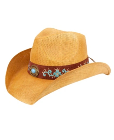 Epoch Hats Company Cowboy Hat With Floral Trim Band And Stud In Natural