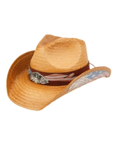 Epoch Hats Company Angela & William Cowboy Hat With Eagle Badge And American Flag Trim Band In Natural