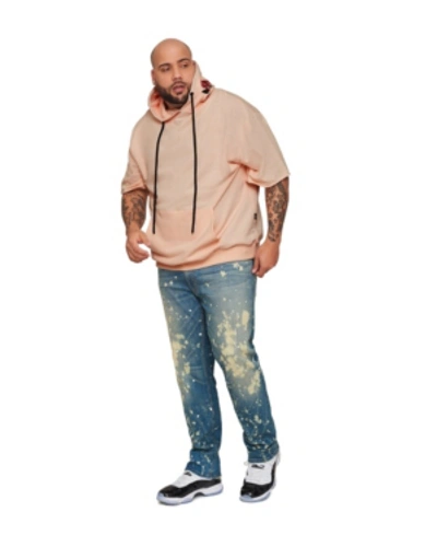 Mvp Collections By Mo Vaughn Productions Mvp Collections Men's Big And Tall Short-sleeve Hoodie With Rose Embroidery In Pink
