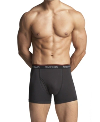 Stanfield's Cotton Stretch Men's 2 Pack Boxer Brief Underwear In Black