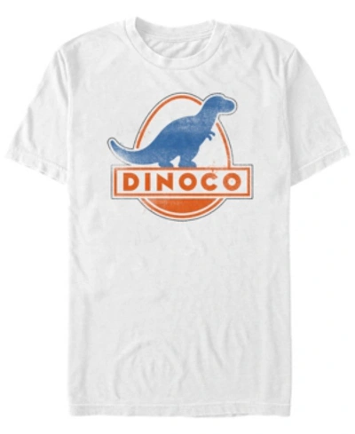 Cars Disney Pixar Men's  Iconic Dinoco Gas Station Logo Short Sleeve T-shirt In White
