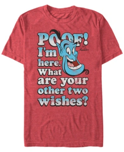 Disney Princess Disney Men's Aladdin Poof What Are Your Wishes Short Sleeve T-shirt In Red Heathe