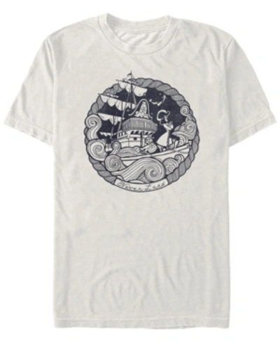 Tinkerbell Disney Men's Peter Pan Captain Hook Ship Stamp Short Sleeve T-shirt In Natural