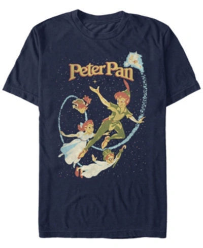 Tinkerbell Disney Men's Peter Pan Darling Flight Vintage Short Sleeve T-shirt In Navy