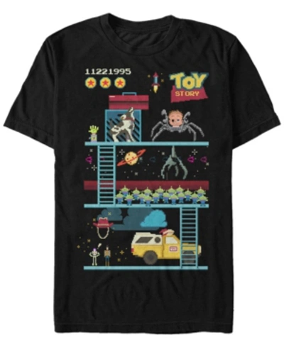 Toy Story Disney Pixar Men's  8-bit Video Game Scene Short Sleeve T-shirt In Black