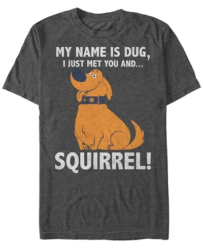 Up Disney Pixar Men's  My Name Is Dug Squirrel Short Sleeve T-shirt In Charcoal H