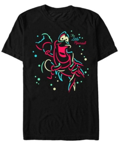 Disney Princess Disney Men's The Little Mermaid Neon Sebastian Short Sleeve T-shirt In Black