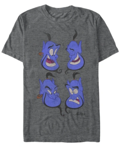 Disney Princess Disney Men's Aladdin Genie Expressions Short Sleeve T-shirt In Charcoal H