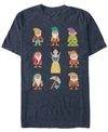 Disney Princess Disney Men's Snow White Pixelated Dwarf Crew Short Sleeve T-shirt In Navy